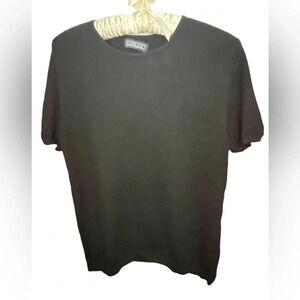 Lands End Classic Contemporary‎ Cashmere Short sleeve Sweater Black Luxury